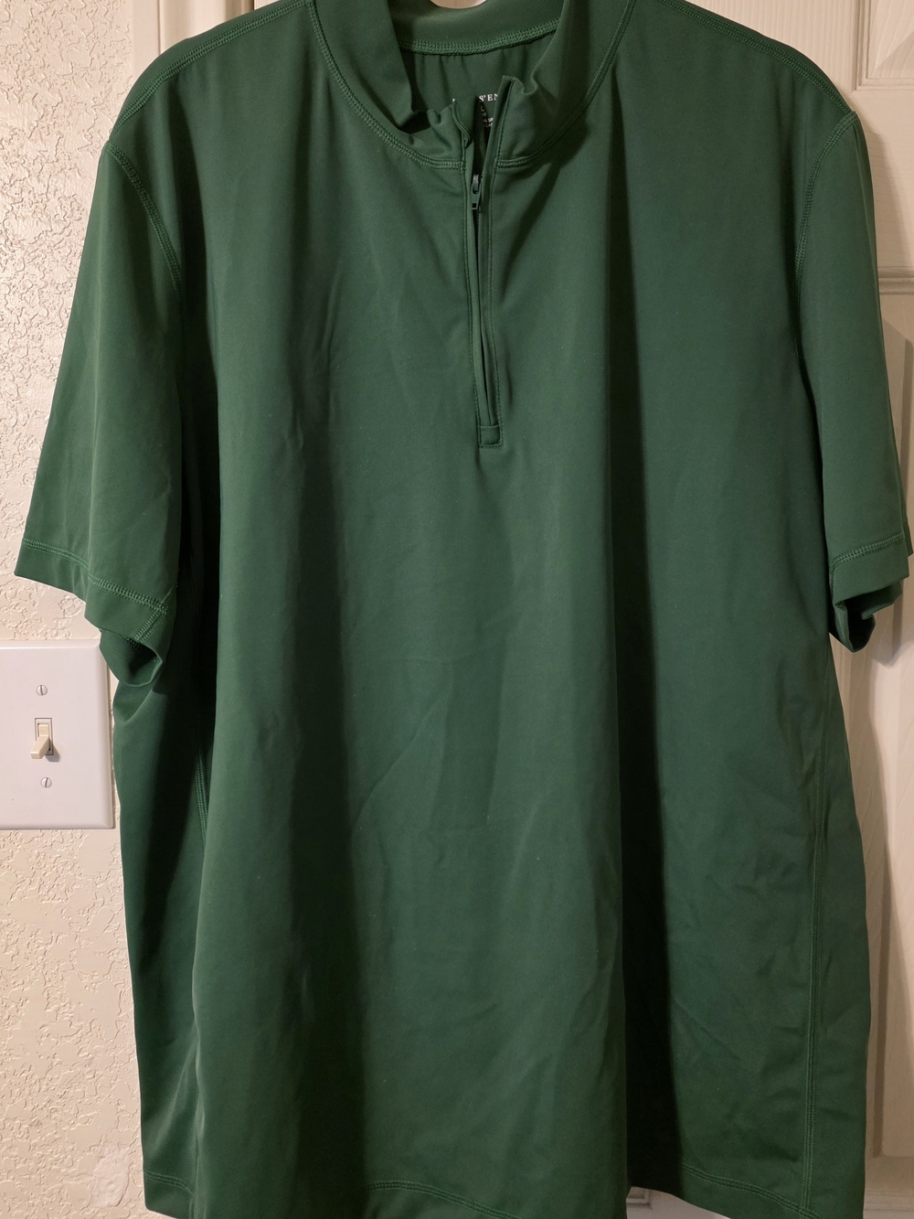 Lands' End Men's Dark Green Short-Sleeve Quarter-Zip Polo
